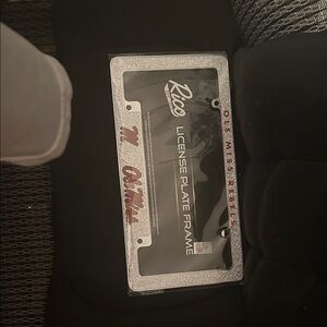 Ole Miss Rebels Rico Silver License Plate Frame. New in packaging